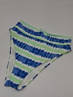 Aerie Tie Dye High Waisted Cheeky Bikini Bottom Blue Green M